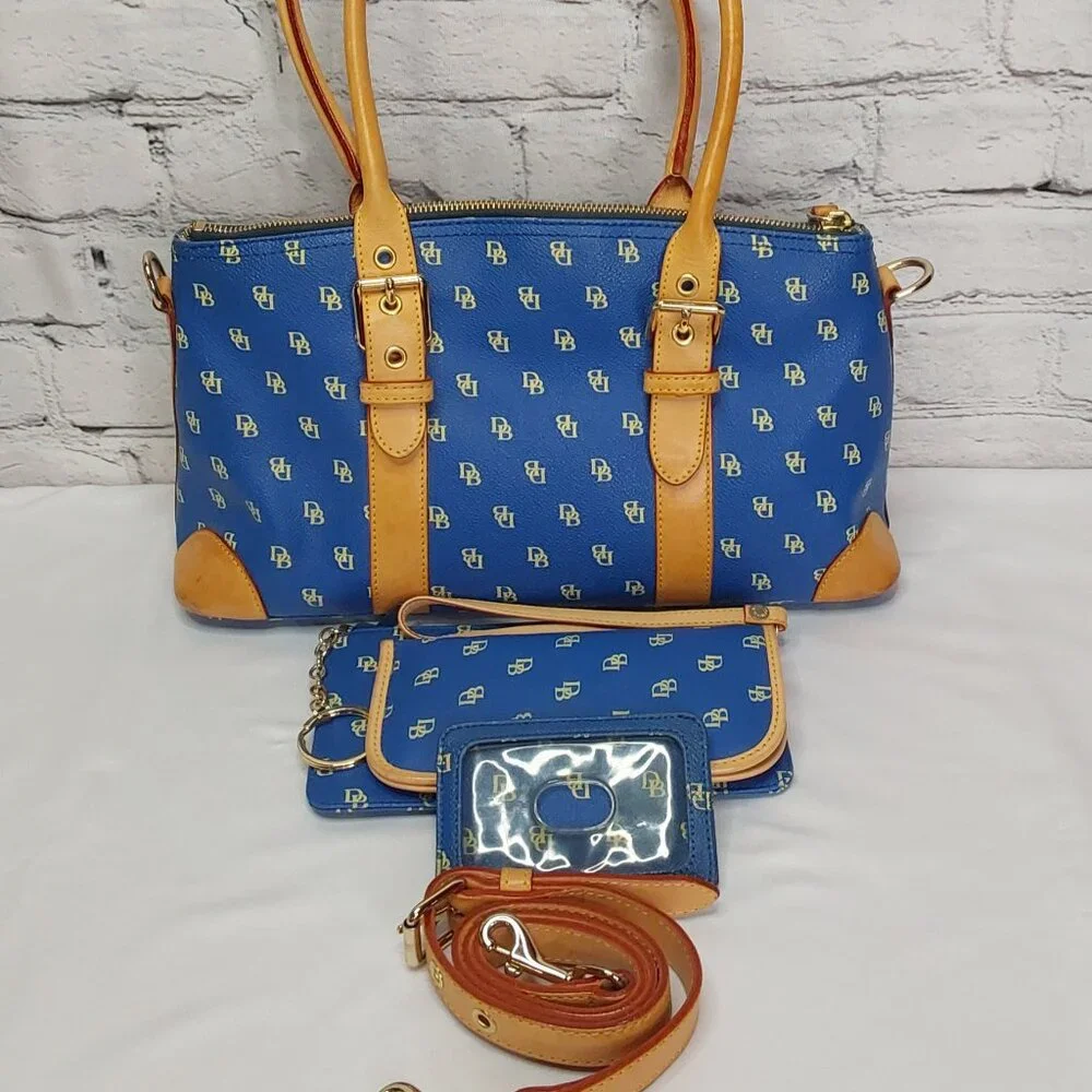 DOONEY & BOURKE SIGNATURE BLUE DOMED SATCHEL/CROSSBODY BAG 5-PIECE COMPLETE SET - Picture 14 of 14